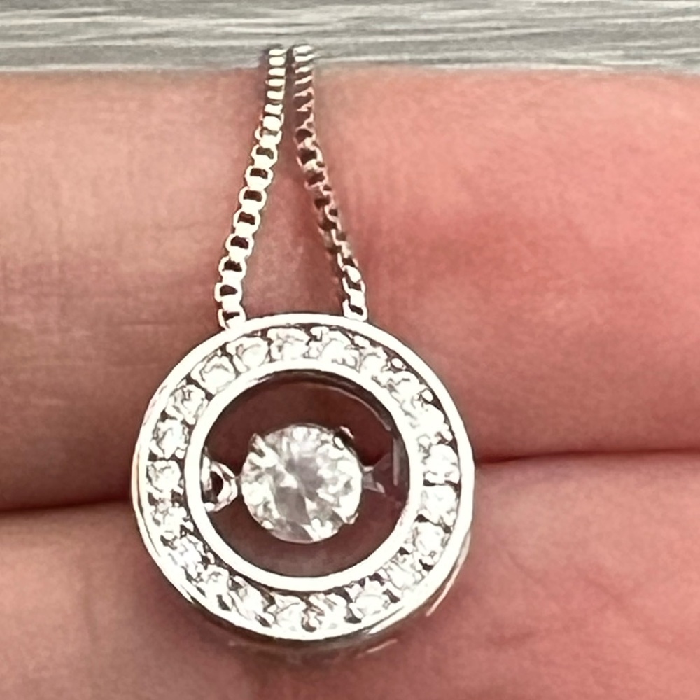 Clear CZ movible Silver Pendant Necklace stamped .925
